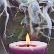 A free-standing candle