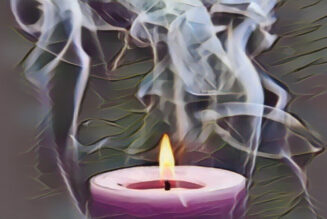 A free-standing candle