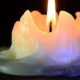 A free-standing candle burns down to a puddle of wax or sets in runs down the side of the candle